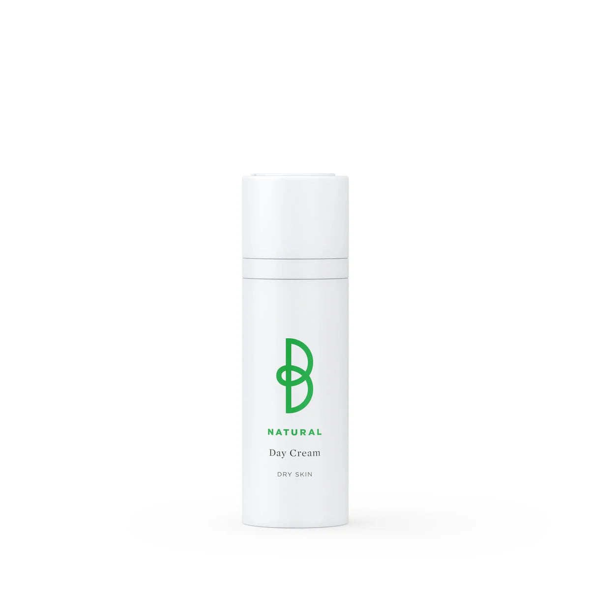 Vit tub med svart text, stående på ljus bakgrund – en dagkräm för torr hud som minskar rynkor och ger näring och lyster.