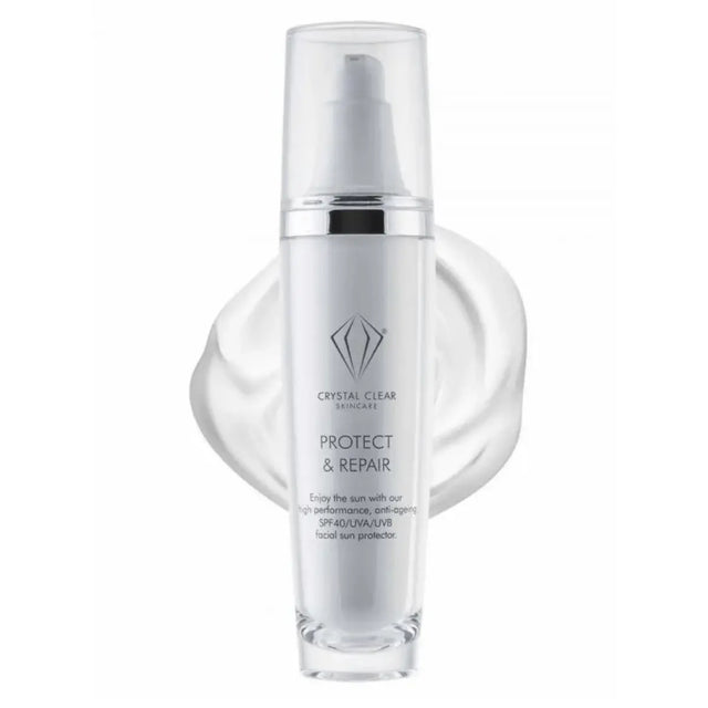 Vit flaska med svart text, stående på ljus bakgrund – en solkräm som skyddar huden med UVA- och UVB-skydd, återfuktar och ger anti-aging-fördelar.