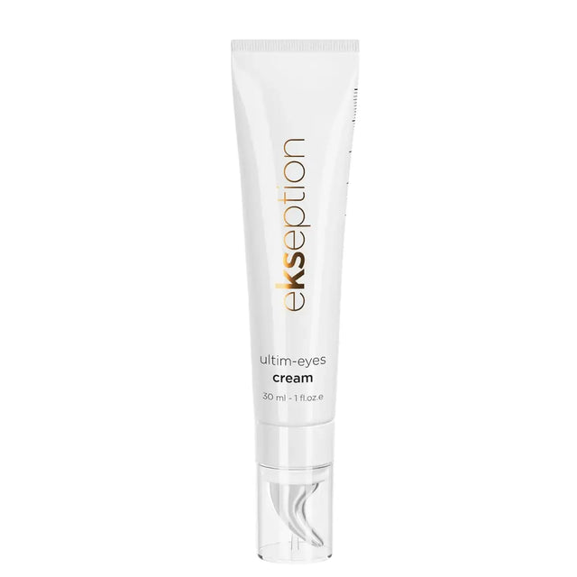 Vit tub med svart text, stående på ljus bakgrund – en ögonkräm som skyddar den känsliga huden och ger extra fukt.