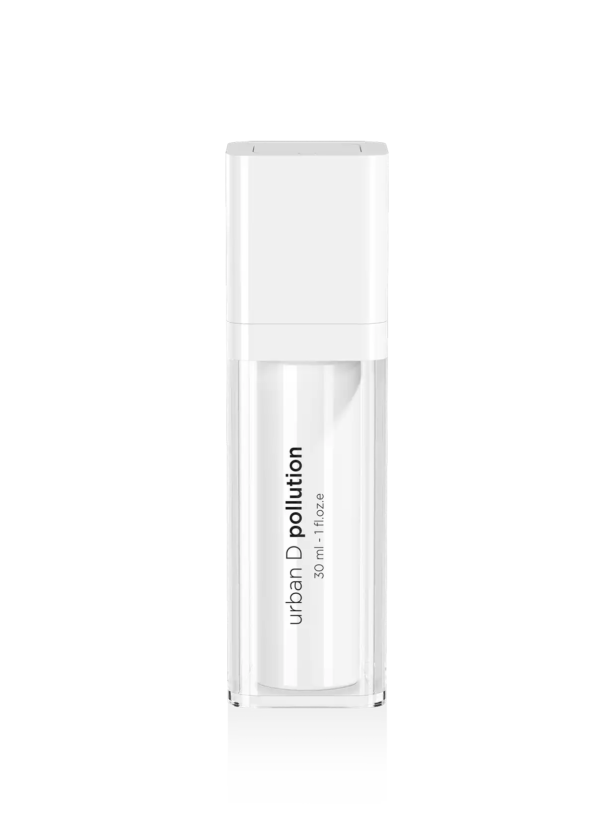 Vit flaska med svart text, stående på ljus bakgrund – solskydd med SPF20.