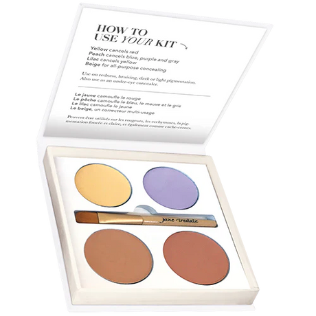 En elegant palett med flera korrigerande färger i små, runda fack, utformad för skräddarsytt kamouflage.