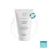 Vit tub med svart text, stående på ljus bakgrund – en peel-off mask som ger strålande lyster på 10 minuter och behandlar problemhud.